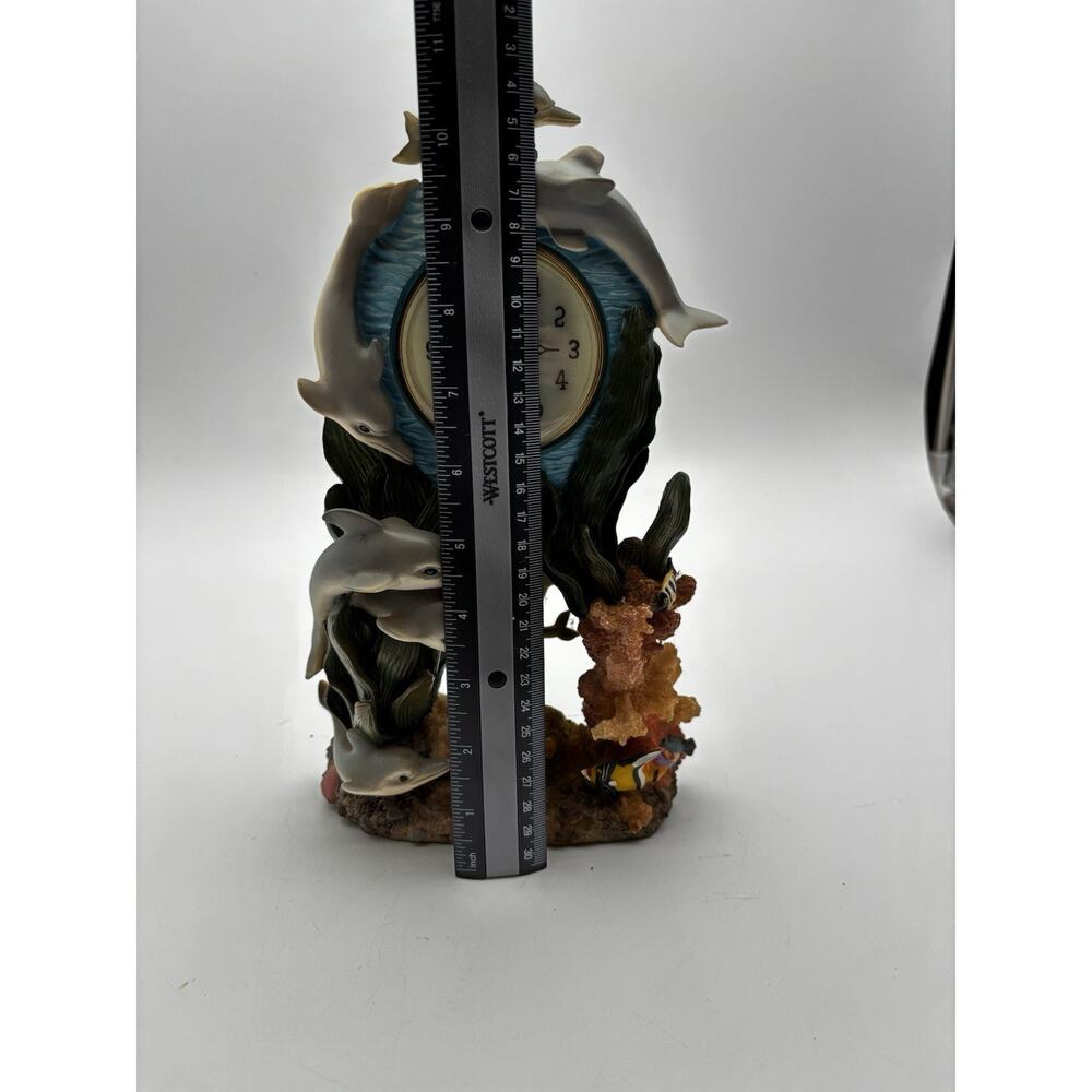 Dolphin Ocean Scene Pendulum Clock Nautical Beach Decor Coral Fish Quartz - Picture 8 of 8